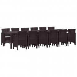 Zestaw do jadalni w ogrodzie 13 pcs Brązowy Rattan Polt