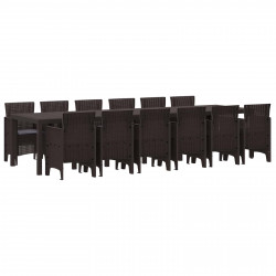Zestaw do jadalni w ogrodzie 13 pcs Brązowy Rattan Polt