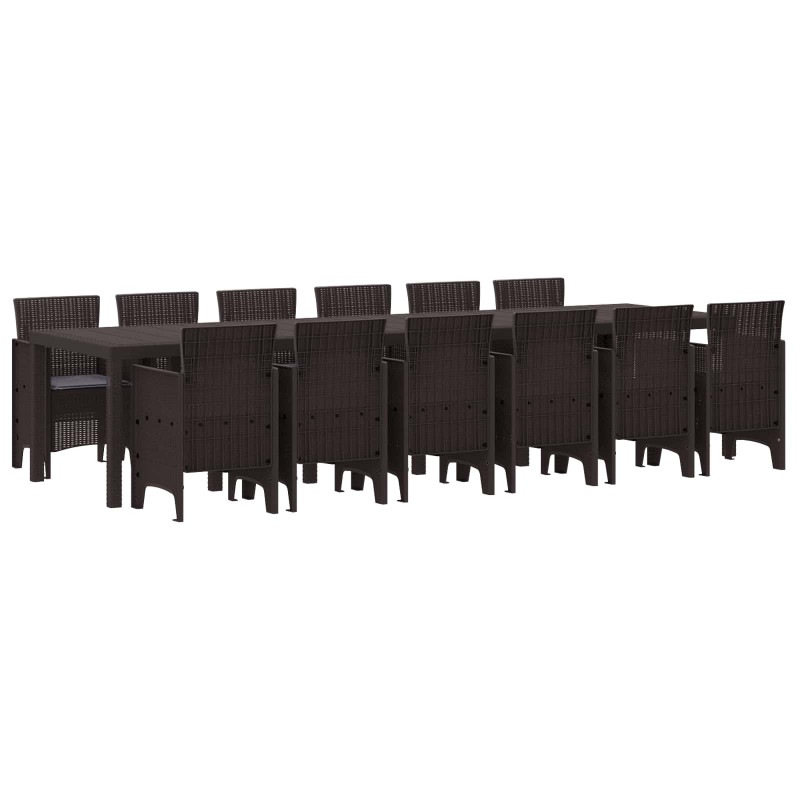Zestaw do jadalni w ogrodzie 13 pcs Brązowy Rattan Polt