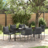 Zestaw do jadalni w ogrodzie 7 pcs Czarny i szary Rattan PE