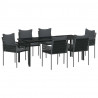 Zestaw do jadalni w ogrodzie 7 pcs Czarny i szary Rattan PE
