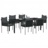 Zestaw do jadalni w ogrodzie 7 pcs Czarny i szary Rattan PE