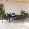 Zestaw do jadalni w ogrodzie 7 pcs Czarny i szary Rattan PE