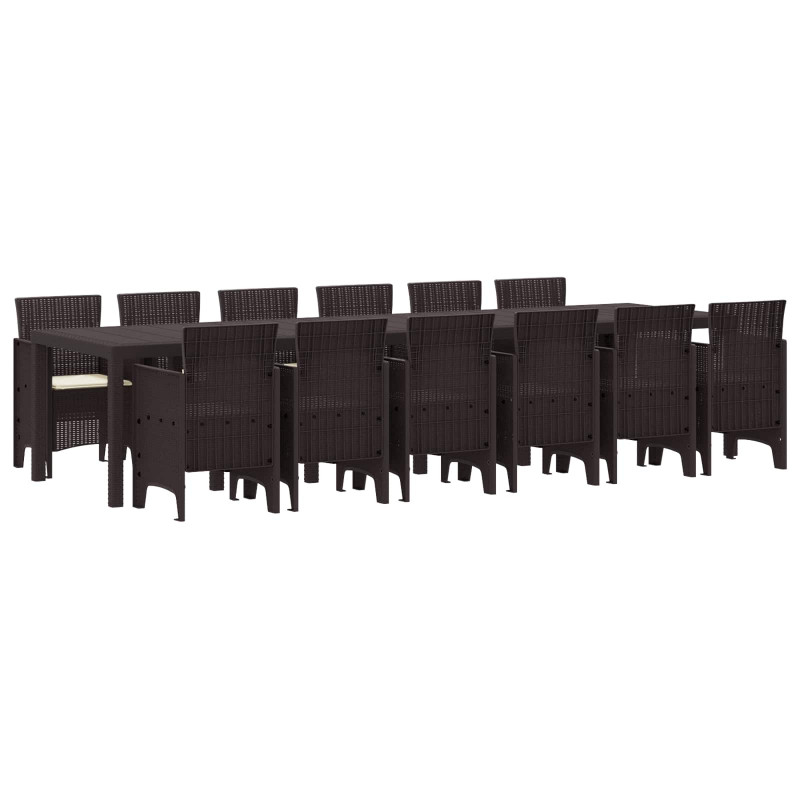 Zestaw do jadalni w ogrodzie 13 pcs Brązowy Rattan Polt