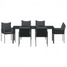 Zestaw do jadalni w ogrodzie 7 pcs Czarny i szary Rattan PE