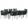 Zestaw do jadalni w ogrodzie 9 pcs Czarny i szary Rattan PE