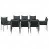 Zestaw do jadalni w ogrodzie 9 pcs Czarny i szary Rattan PE