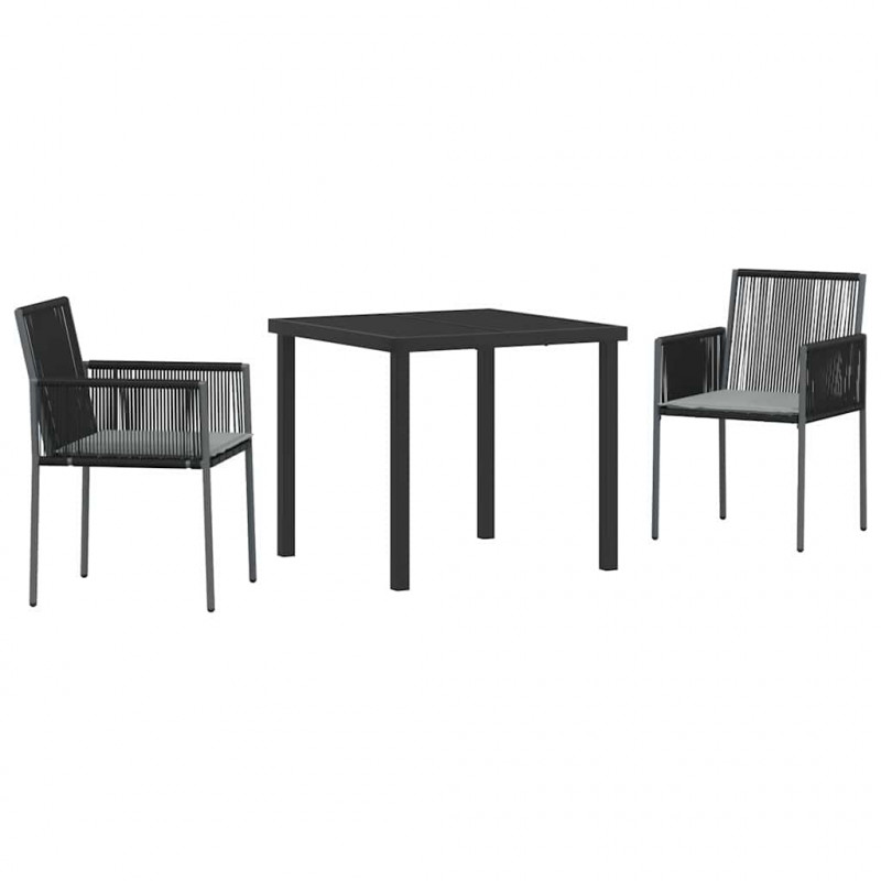 Zestaw do jadalni w ogrodzie 3 pcs Czarny Rattan PE