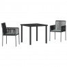 Zestaw do jadalni w ogrodzie 3 pcs Czarny Rattan PE