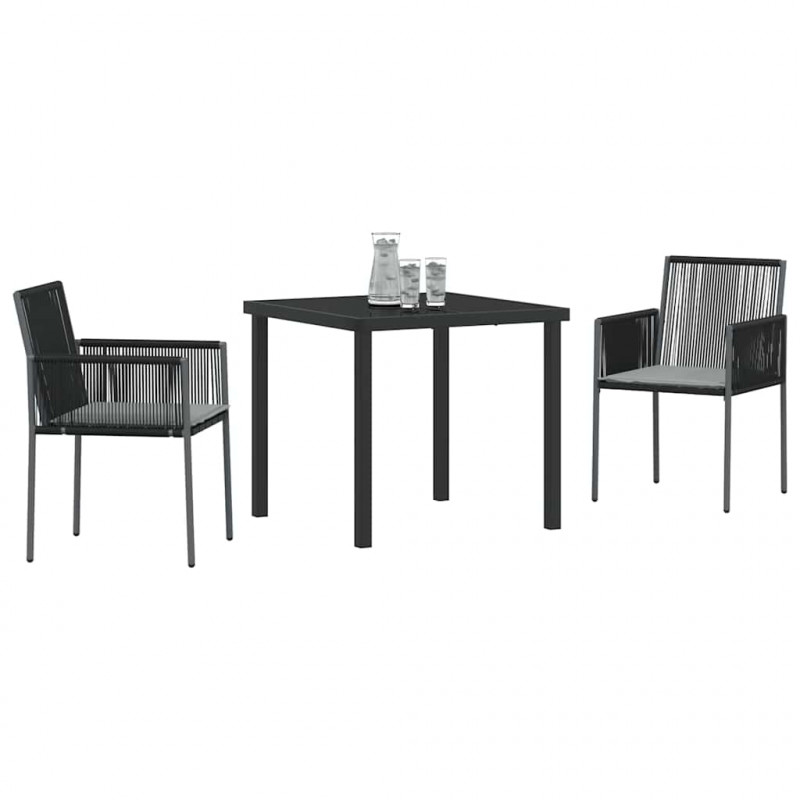 Zestaw do jadalni w ogrodzie 3 pcs Czarny Rattan PE