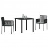 Zestaw do jadalni w ogrodzie 3 pcs Czarny Rattan PE