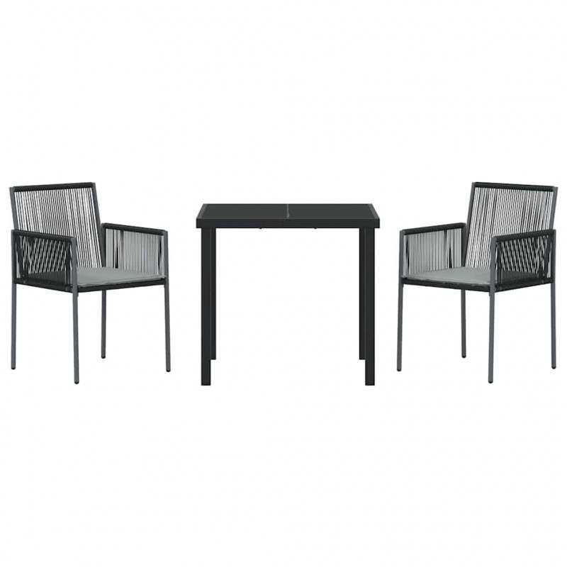 Zestaw do jadalni w ogrodzie 3 pcs Czarny Rattan PE