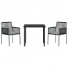 Zestaw do jadalni w ogrodzie 3 pcs Czarny Rattan PE