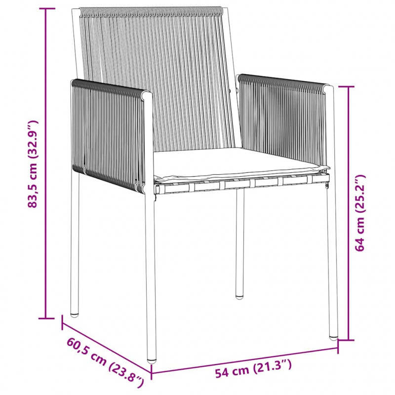 Zestaw do jadalni w ogrodzie 3 pcs Czarny Rattan PE