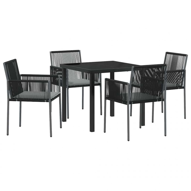 Zestaw do jadalni w ogrodzie 5 pcs Czarny Rattan PE