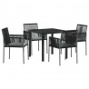 Zestaw do jadalni w ogrodzie 5 pcs Czarny Rattan PE