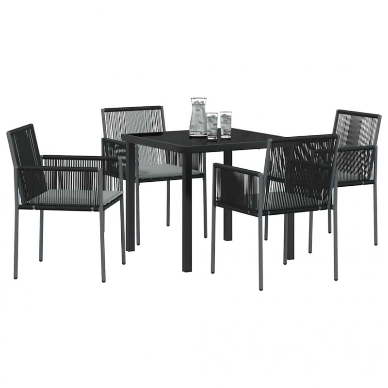 Zestaw do jadalni w ogrodzie 5 pcs Czarny Rattan PE