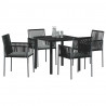 Zestaw do jadalni w ogrodzie 5 pcs Czarny Rattan PE