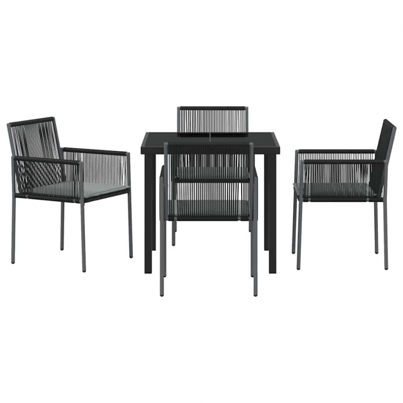 Zestaw do jadalni w ogrodzie 5 pcs Czarny Rattan PE