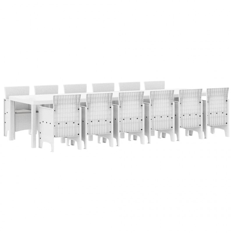 Zestaw do jadalni w ogrodzie 13 pcs Biały Rattan Polt