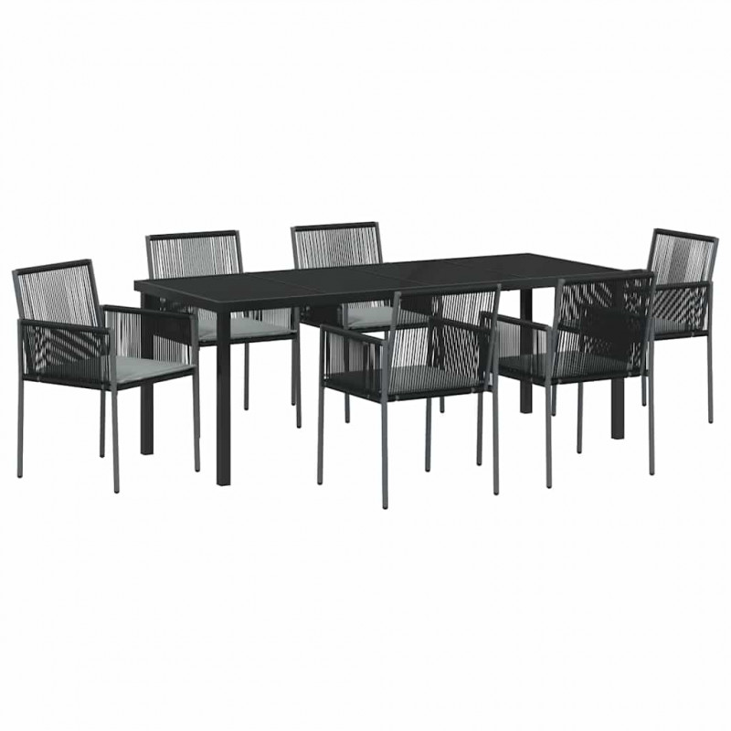 Zestaw do jadalni w ogrodzie 7 pcs Czarny Rattan PE