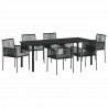 Zestaw do jadalni w ogrodzie 7 pcs Czarny Rattan PE