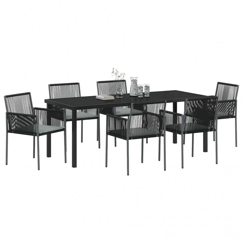 Zestaw do jadalni w ogrodzie 7 pcs Czarny Rattan PE