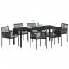 Zestaw do jadalni w ogrodzie 7 pcs Czarny Rattan PE