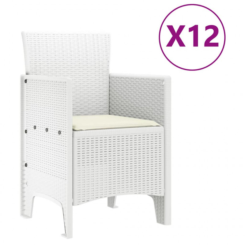 Zestaw do jadalni w ogrodzie 13 pcs Biały Rattan Polt