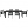 Zestaw do jadalni w ogrodzie 7 pcs Czarny Rattan PE