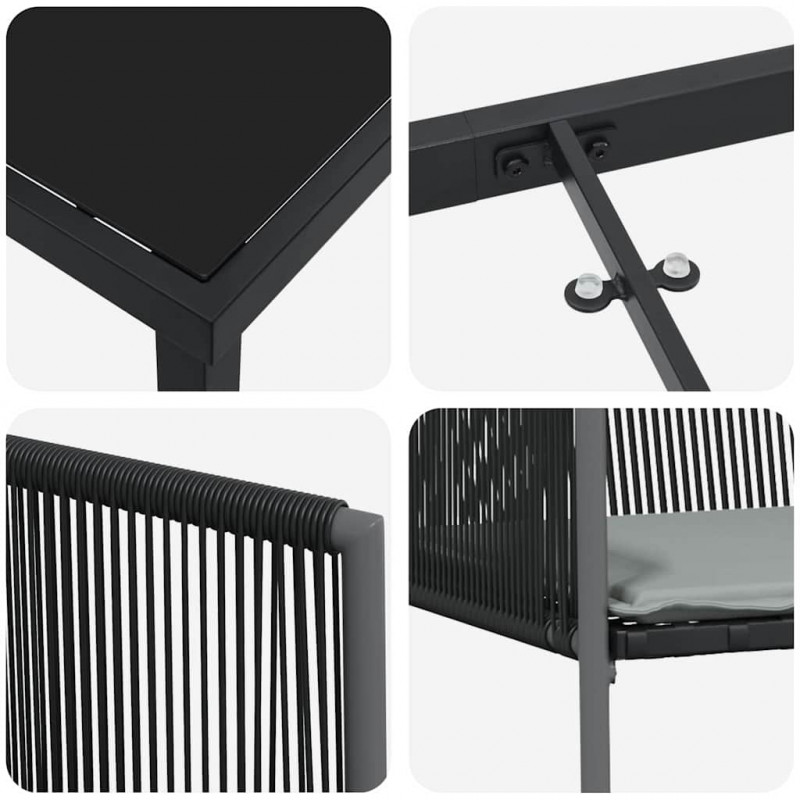 Zestaw do jadalni w ogrodzie 7 pcs Czarny Rattan PE