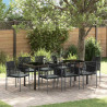 Zestaw do jadalni w ogrodzie 9 pcs Czarny Rattan PE