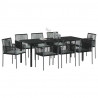 Zestaw do jadalni w ogrodzie 9 pcs Czarny Rattan PE