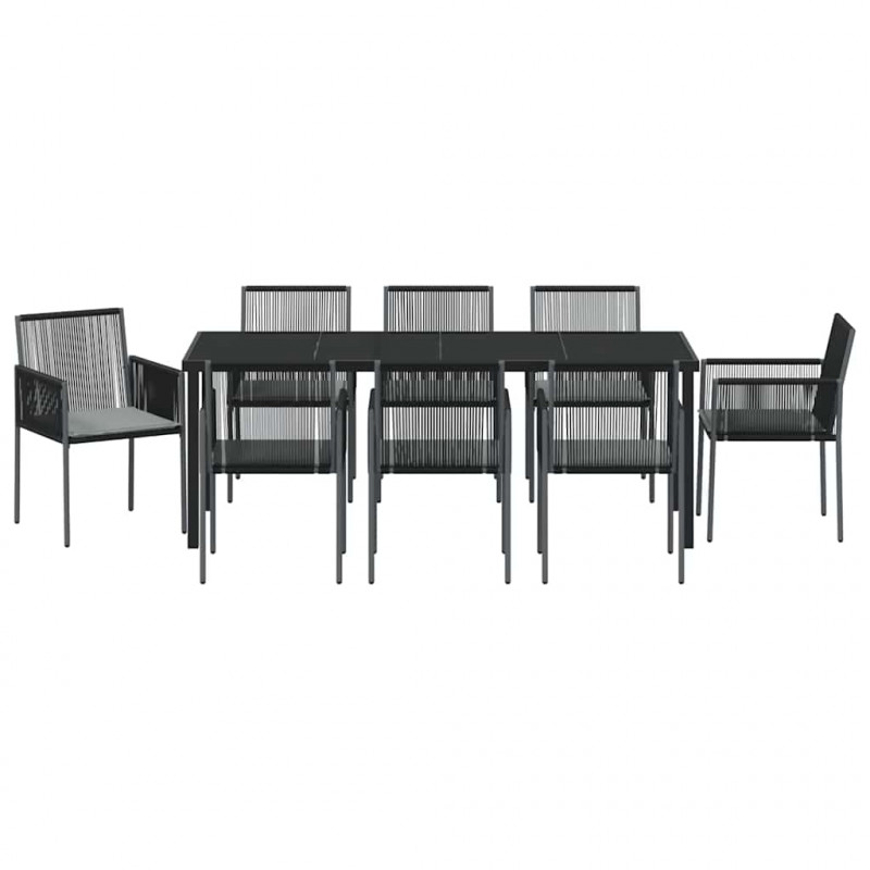 Zestaw do jadalni w ogrodzie 9 pcs Czarny Rattan PE