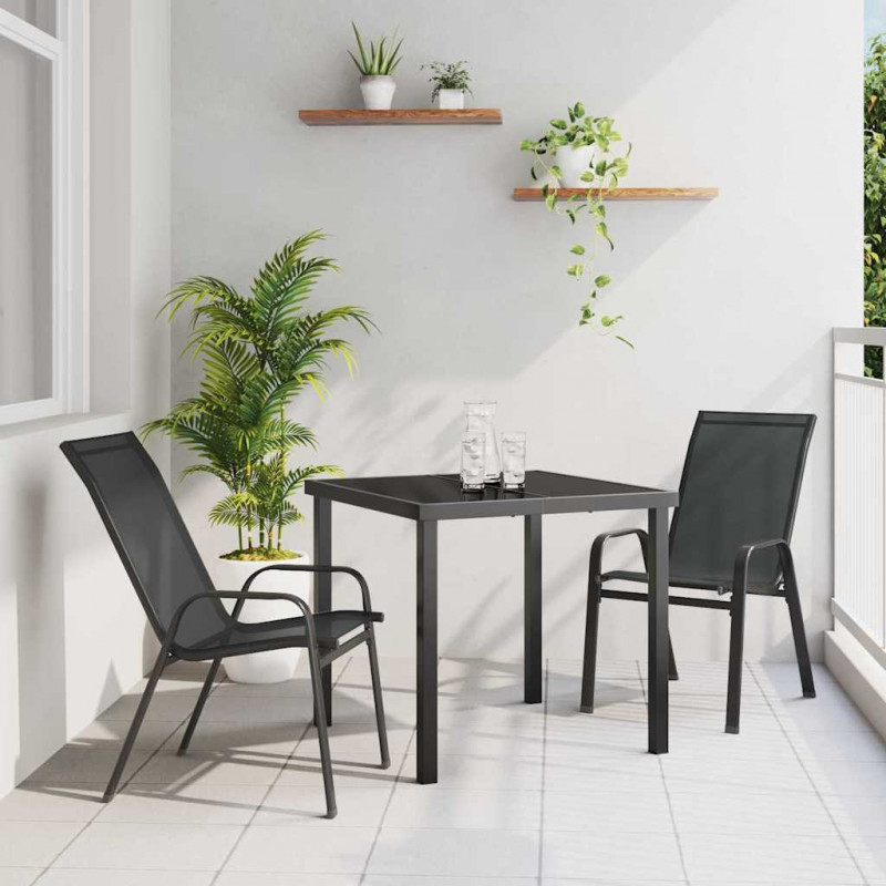 Zestaw do jadalni w ogrodzie 3 pcs Czarny