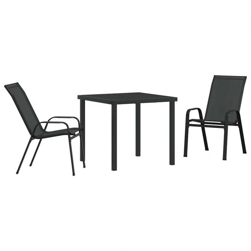 Zestaw do jadalni w ogrodzie 3 pcs Czarny