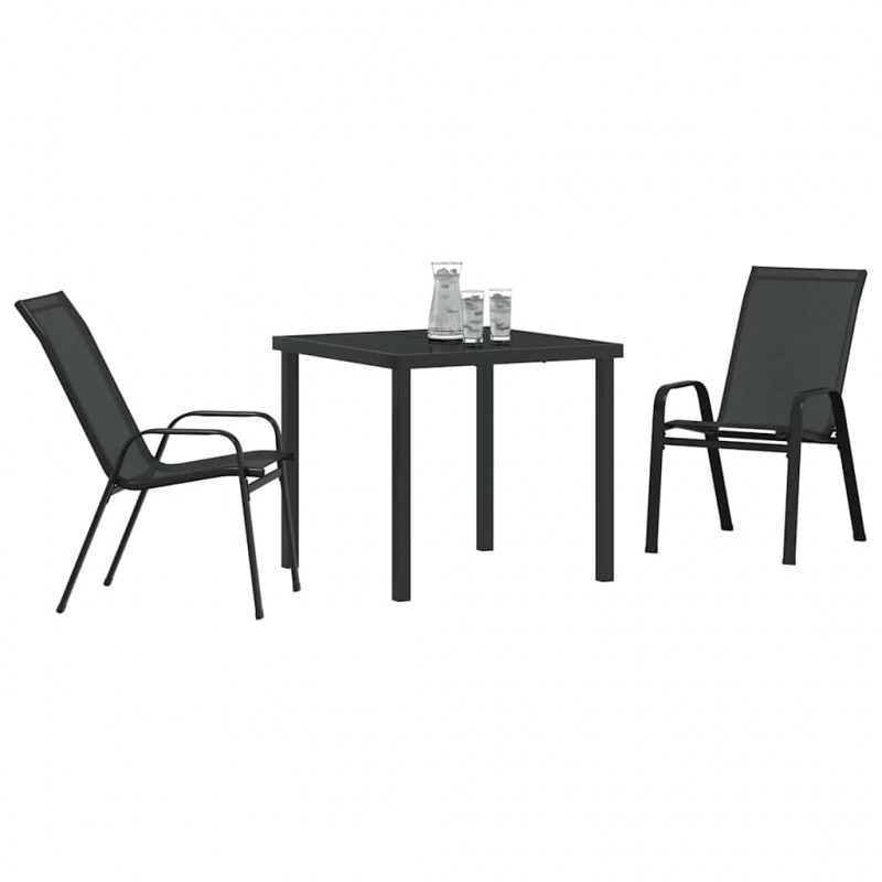 Zestaw do jadalni w ogrodzie 3 pcs Czarny