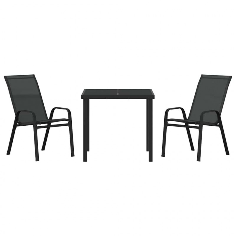Zestaw do jadalni w ogrodzie 3 pcs Czarny