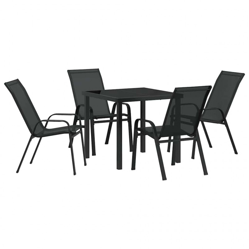 Zestaw do jadalni w ogrodzie 5 pcs Czarny