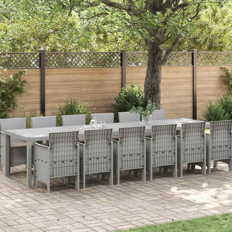Zestaw do jadalni w ogrodzie 13 pcs Jasnoszary Rattan Polt