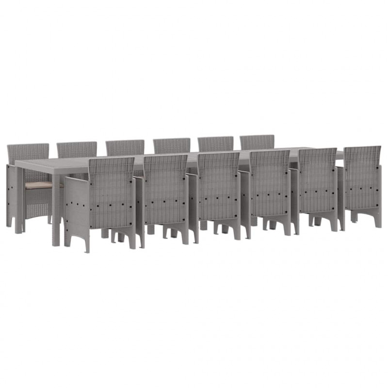 Zestaw do jadalni w ogrodzie 13 pcs Jasnoszary Rattan Polt