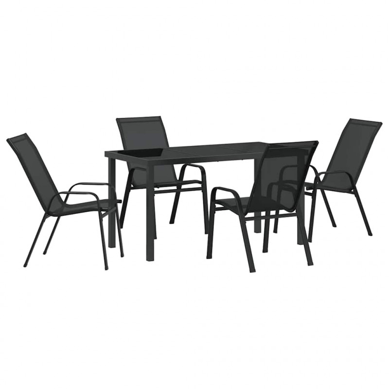 Zestaw do jadalni w ogrodzie 5 pcs Czarny