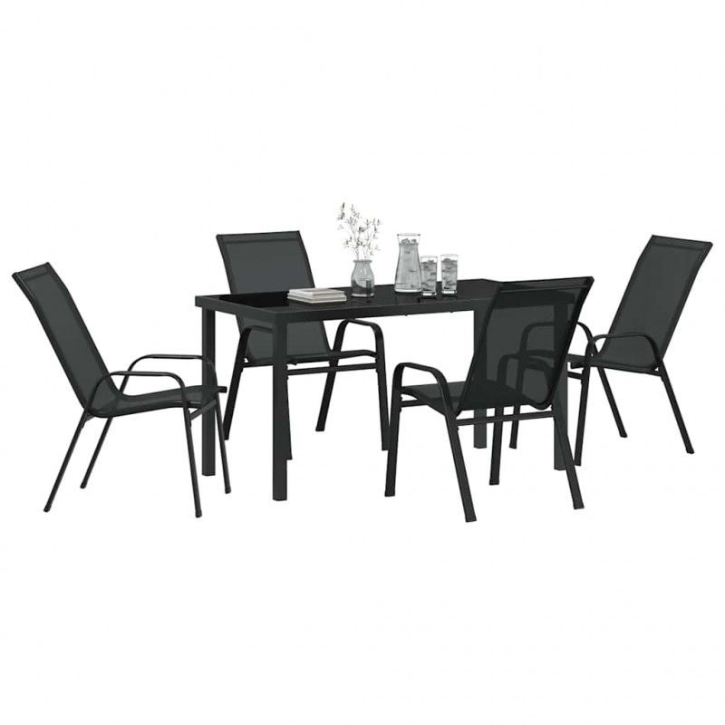 Zestaw do jadalni w ogrodzie 5 pcs Czarny