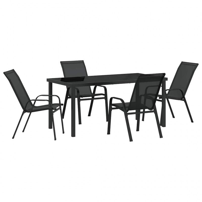 Zestaw do jadalni w ogrodzie 5 pcs Czarny