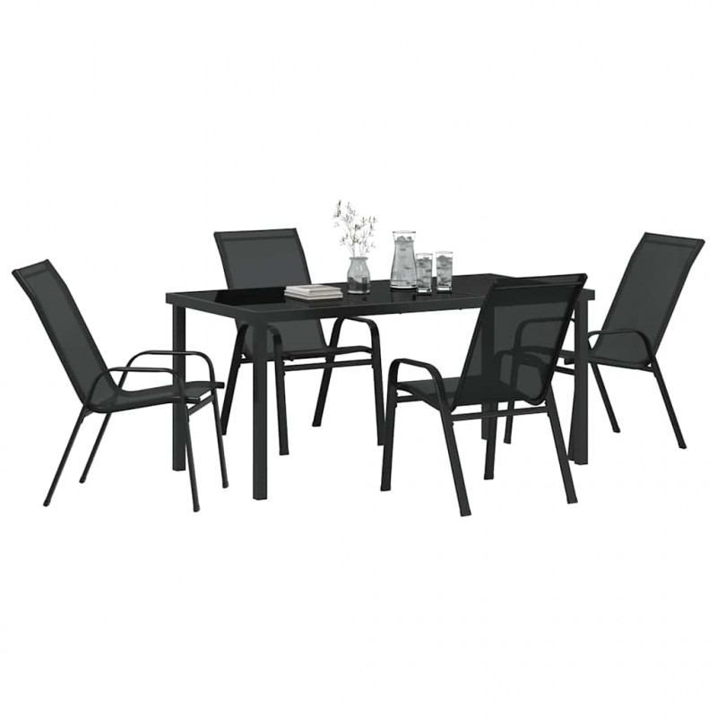 Zestaw do jadalni w ogrodzie 5 pcs Czarny