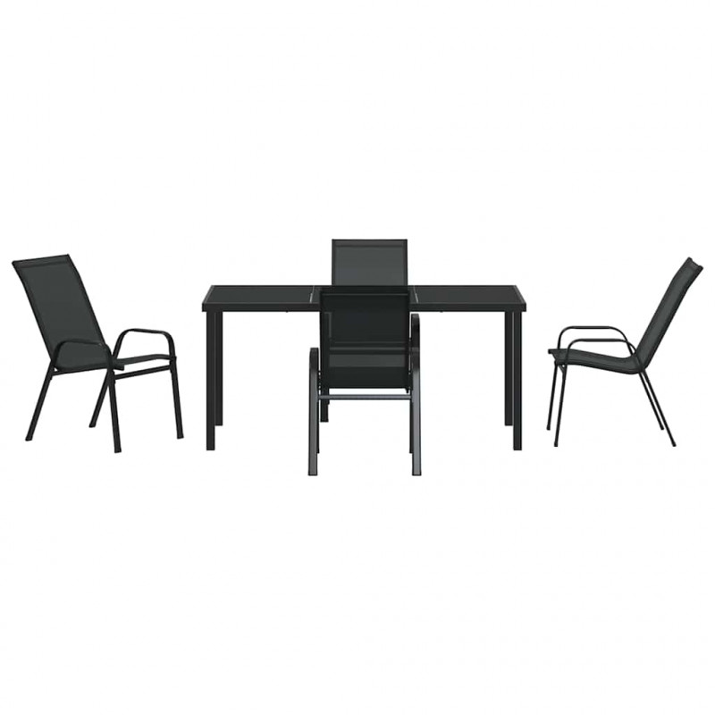 Zestaw do jadalni w ogrodzie 5 pcs Czarny