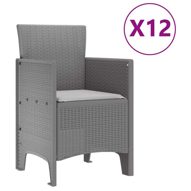 Zestaw do jadalni w ogrodzie 13 pcs Jasnoszary Rattan Polt