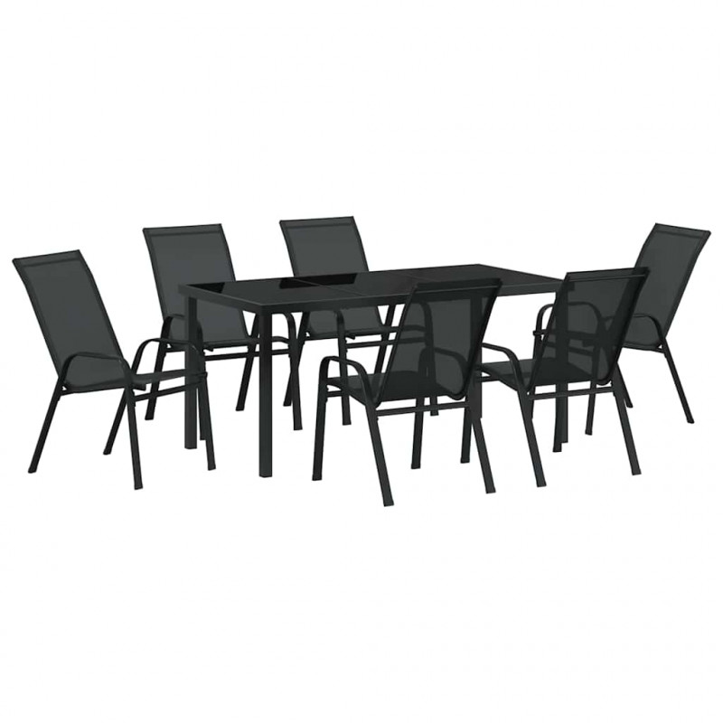 Zestaw do jadalni w ogrodzie 7 pcs Czarny