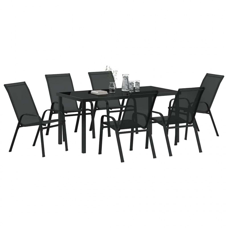 Zestaw do jadalni w ogrodzie 7 pcs Czarny
