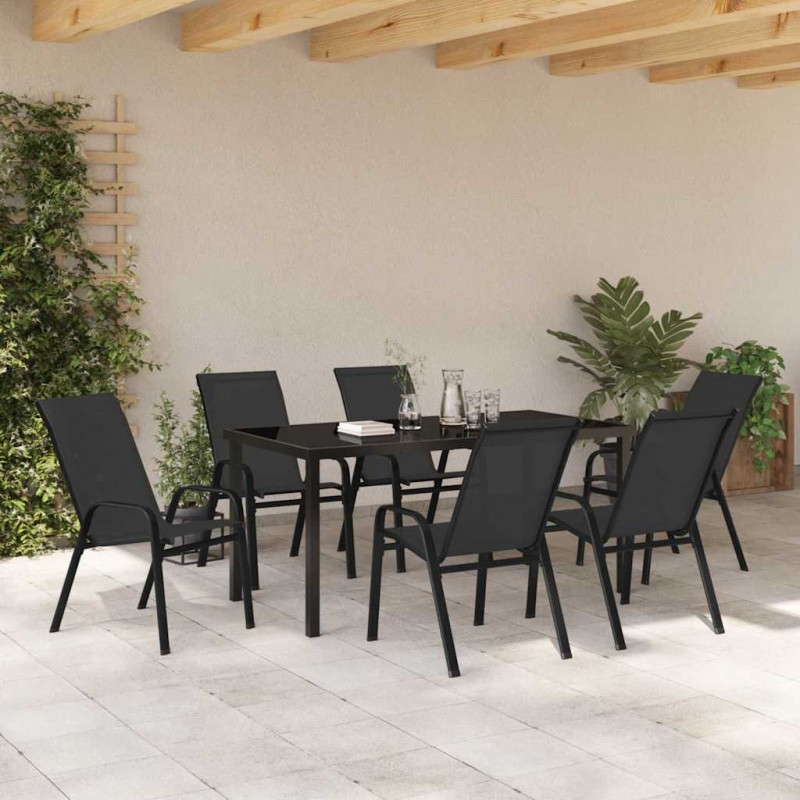 Zestaw do jadalni w ogrodzie 7 pcs Czarny